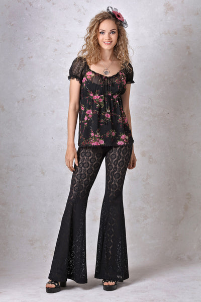 Stretch Lace Bell Bottom Pant