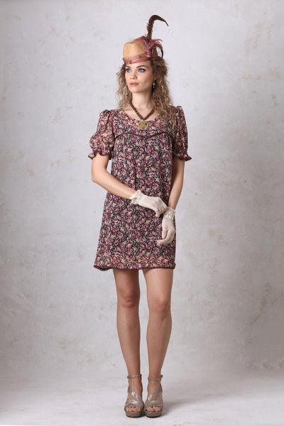 Brown Floral Baby Doll Dress