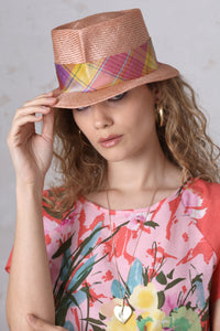 Fedora with Pink Plaid Band